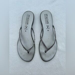 Italian Shoemakers Thong Sandals Silver Sz. 12